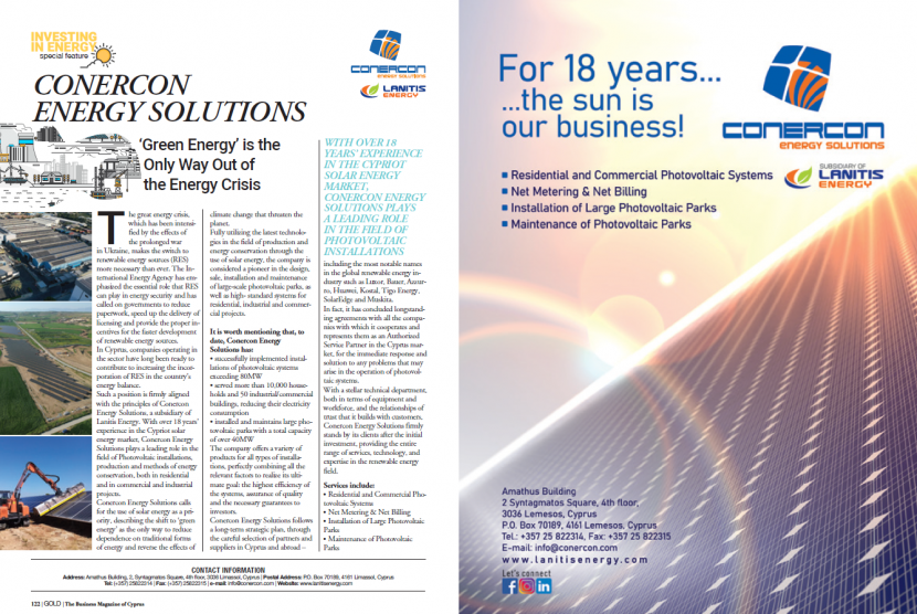 Conercon Energy Solutions in GOLD magazine Investing in Energy