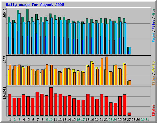 Daily usage for August 2025